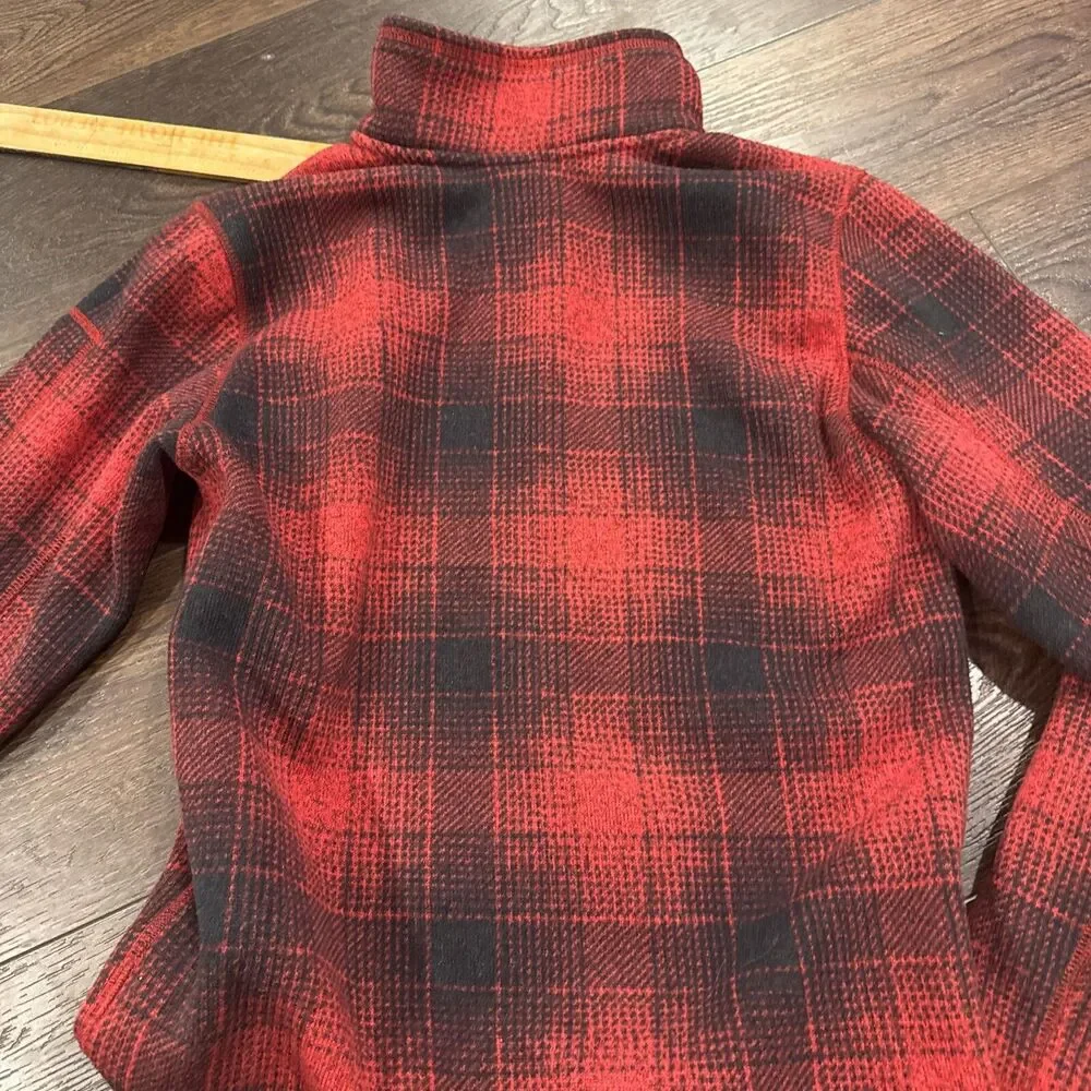 The North Face Pullover Mens Size Sm Red Buffalo Plaid Check Fleece Gordon Lyons